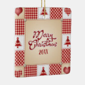 Frohe Weihnachts-Patchwork-Ornament Keramikornament (Rechts)