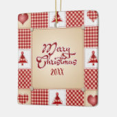 Frohe Weihnachts-Patchwork-Ornament Keramikornament (Links)