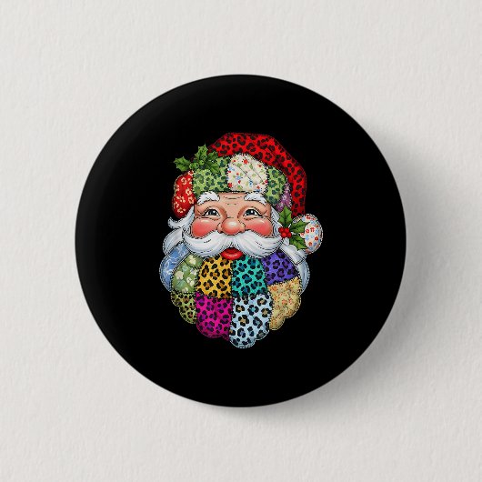 Frohe Weihnachts Patchwork Weihnachtsmann Face X-m Button (Vorderseite)