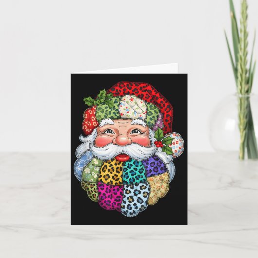 Frohe Weihnachts Patchwork Weihnachtsmann Face X-m Karte (Vorderseite)