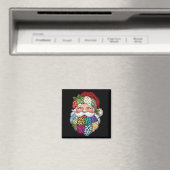 Frohe Weihnachts Patchwork Weihnachtsmann Face X-m Magnet (In Situ (Geschirrspüler))