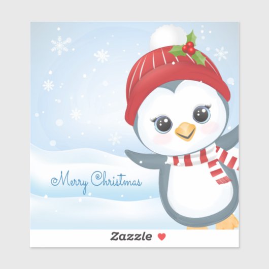 Frohe Weihnachts-Penguin Aufkleber (Blatt)