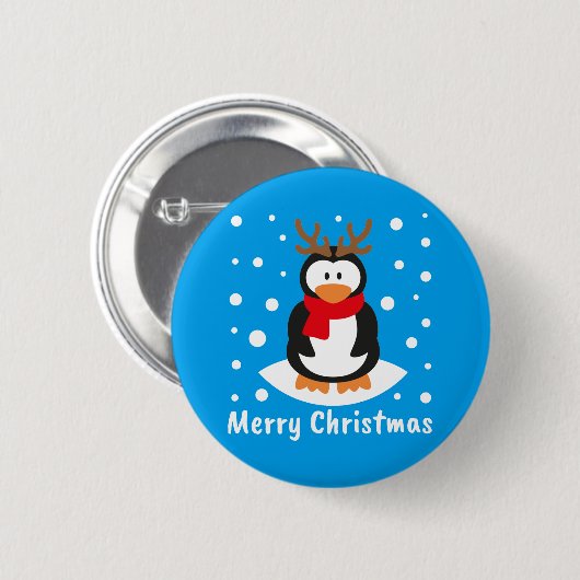 Frohe Weihnachts-Penguin Button (Vorne & Hinten)