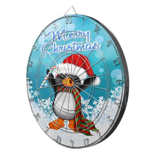 Frohe Weihnachts Penguin Dart Board Dartscheibe (Vorderseite rechts)