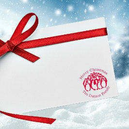 Frohe Weihnachts-Penguin-Familie Selbstfarbige Bri Permastempel