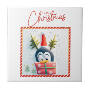 Frohe Weihnachts-Penguin Fliese