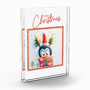 Frohe Weihnachts-Penguin Fotoblock