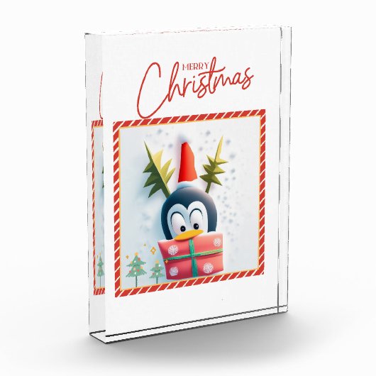 Frohe Weihnachts-Penguin Fotoblock (Links)