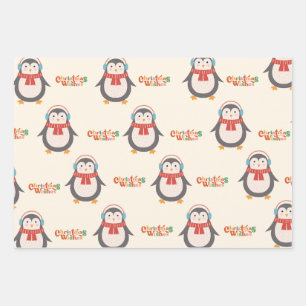 Frohe Weihnachts-Penguin Geschenkpapier Set