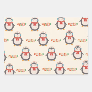 Frohe Weihnachts-Penguin Geschenkpapier Set