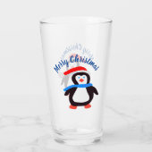 Frohe Weihnachts-Penguin Glas (Rückseite)