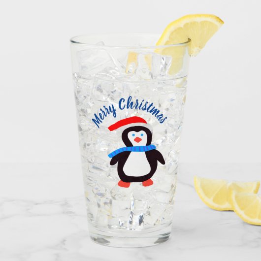 Frohe Weihnachts-Penguin Glas (Rückseite Ice)
