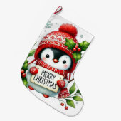 Frohe Weihnachts-Penguin Großer Weihnachtsstrumpf (Vorderansicht (hängend))