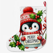 Frohe Weihnachts-Penguin Großer Weihnachtsstrumpf (Rückseite)