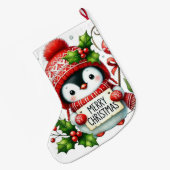 Frohe Weihnachts-Penguin Großer Weihnachtsstrumpf (Rückseite (Hängend))