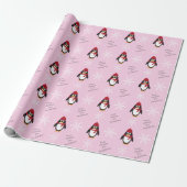 Frohe Weihnachts-Penguin in Snow Pink Geschenkwrap Geschenkpapier (Ungerollt)