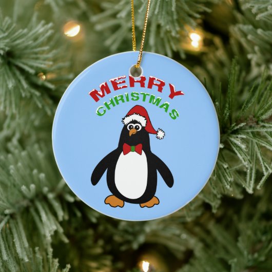 Frohe Weihnachts-Penguin Keramik Ornament (Baum)