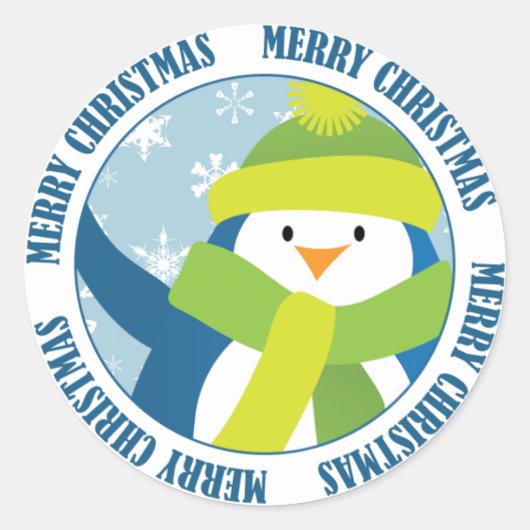 Frohe Weihnachts-Penguin-Sticker Runder Aufkleber (Vorderseite)