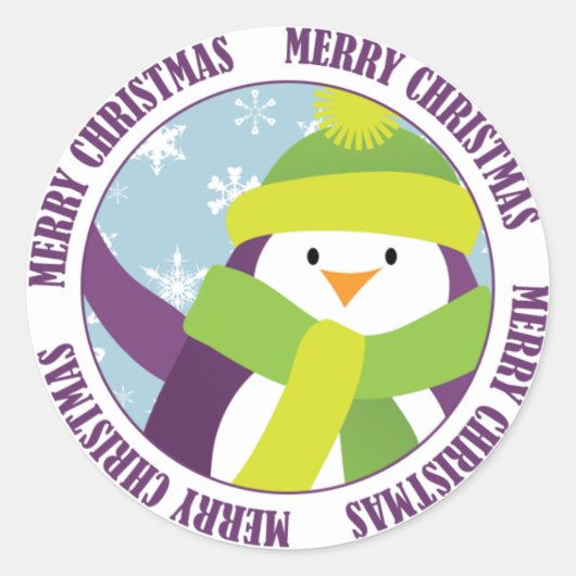 Frohe Weihnachts-Penguin-Sticker Runder Aufkleber (Vorderseite)