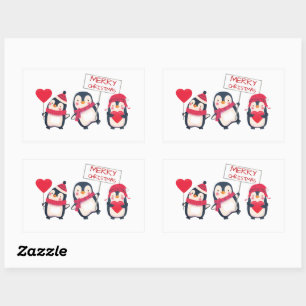 Frohe Weihnachts-Penguin-Stickers Rechteckiger Aufkleber