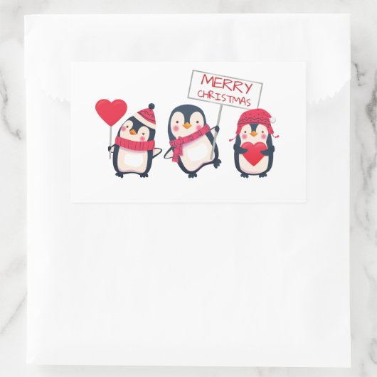 Frohe Weihnachts-Penguin-Stickers Rechteckiger Aufkleber (Tasche)