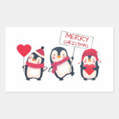Frohe Weihnachts-Penguin-Stickers Rechteckiger Aufkleber (Vorderseite)