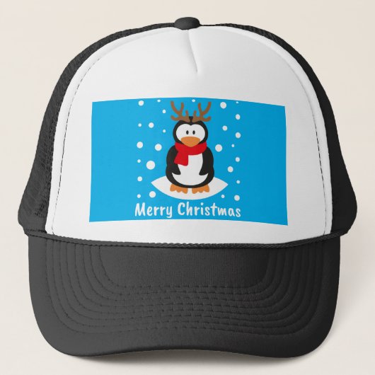 Frohe Weihnachts-Penguin Truckerkappe (Vorderseite)