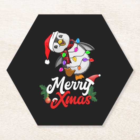 Frohe Weihnachts-Penguin Untersetzer (Vorderseite)