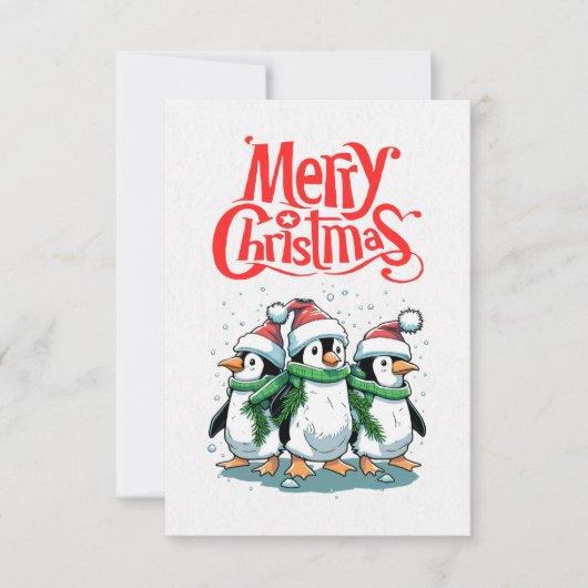 Frohe Weihnachts-Penguin Weihnachtskarte Einladung (Vorderseite)