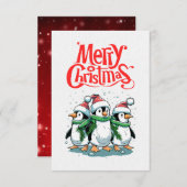 Frohe Weihnachts-Penguin Weihnachtskarte Einladung (Vorne/Hinten)
