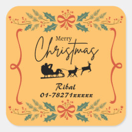 Frohe Weihnachts-Personalisiert-Business-Sticker Quadratischer Aufkleber
