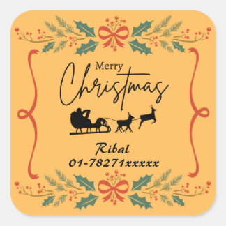 Frohe Weihnachts-Personalisiert-Business-Sticker Quadratischer Aufkleber