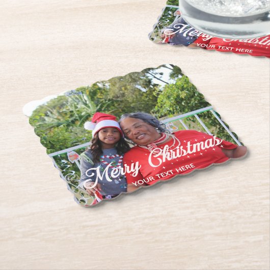 Frohe Weihnachts Personalisiert Paper Untersetzer (angewinkelt)