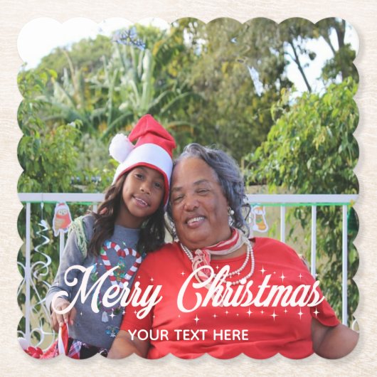 Frohe Weihnachts Personalisiert Paper Untersetzer (Vorderseite)