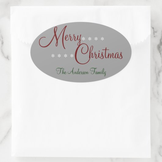 Frohe Weihnachts-Personalisierte Paketaufkleber Ovaler Aufkleber (Tasche)