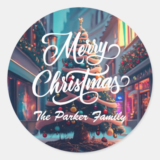 Frohe Weihnachts Personalisierte Rundkleber Runder Aufkleber (Vorderseite)