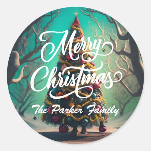 Frohe Weihnachts Personalisierte Rundkleber Runder Aufkleber (Vorderseite)