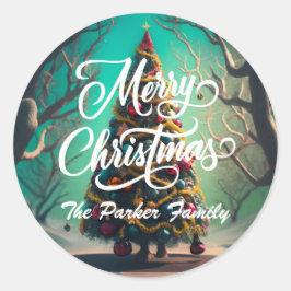 Frohe Weihnachts Personalisierte Rundkleber Runder Aufkleber