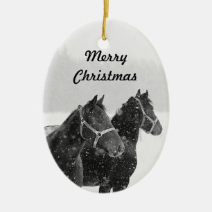 Frohe Weihnachts-Pferd-Enthusiast Geschenk Idee Keramik Ornament