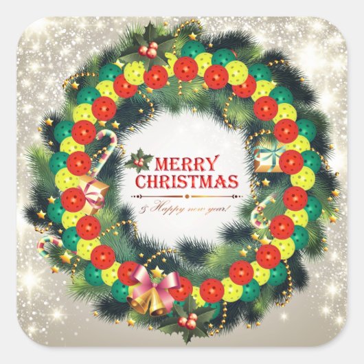 Frohe Weihnachts-Pickleball 1 Stickers (Vorderseite)