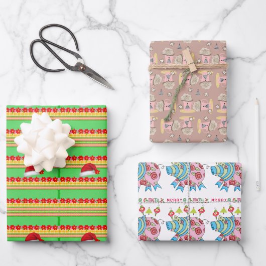 Frohe Weihnachts Pig Kaffee Packpapier Blätter (Vorderseite)