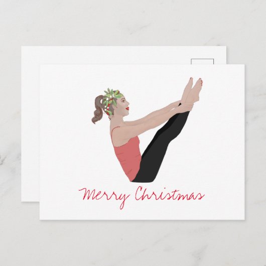 Frohe Weihnachts Pilates Postcard Postkarte (Vorne/Hinten)