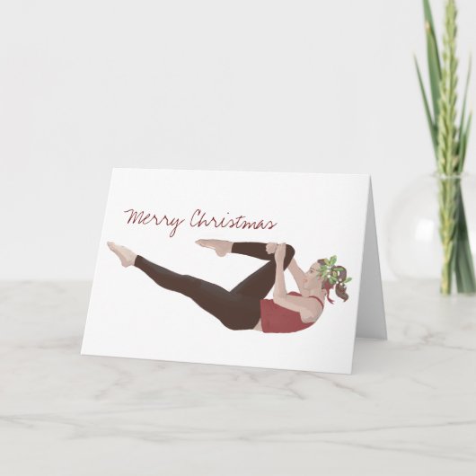 Frohe Weihnachts Pilates Single Leg Stretch Karte (Vorderseite)