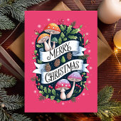 Frohe Weihnachts-Pilze Feiertagskarte