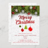 Frohe Weihnachts Pine Tree Ornaments Xmas Party Einladung (Vorne/Hinten)