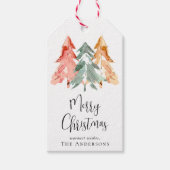Frohe Weihnachts Pine Tree Wasserfarbe Geschenkanhänger (Vorderseite)