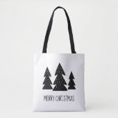 Frohe Weihnachts Pine Trees Scandi Schwarz-weiß Tasche (Vorderseite)