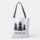 Frohe Weihnachts Pine Trees Scandi Schwarz-weiß Tasche (Rückseite)