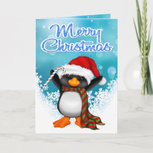 Frohe Weihnachts-Pinguin-Grußkarte Feiertagskarte (Vorderseite)