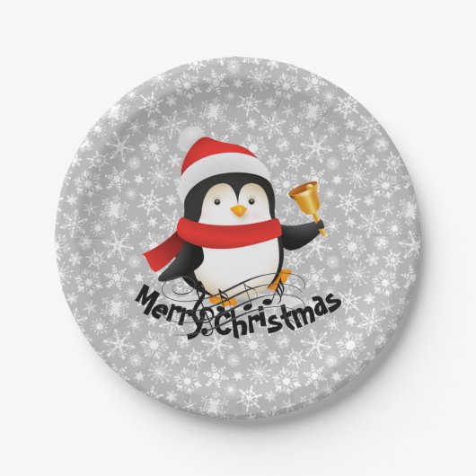 Frohe Weihnachts Pinguin Paper Plate Pappteller (Vorderseite)